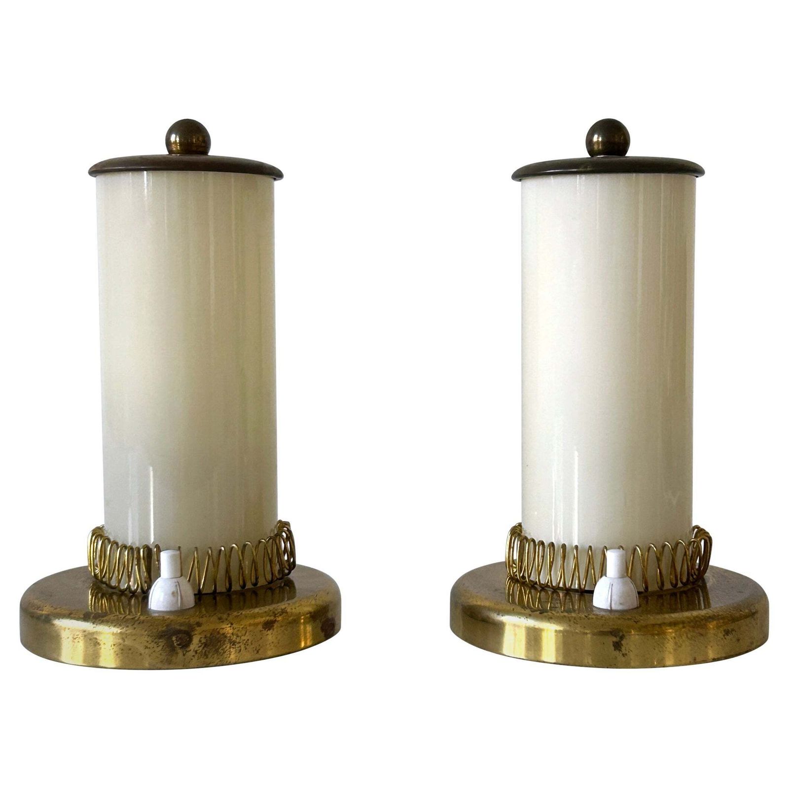 Set Of Two Lovely Mid Century Modern Bedside Table Lamps Germany 1950s