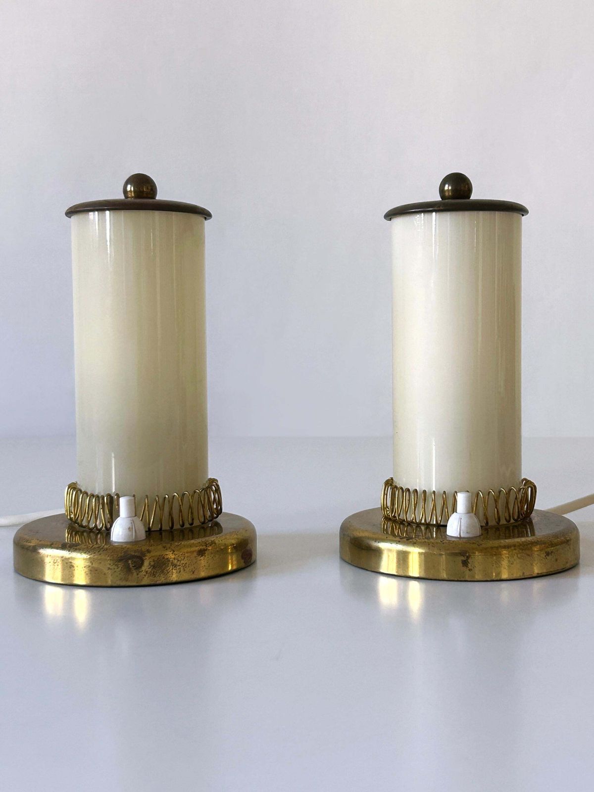 Set Of Two Lovely Mid Century Modern Bedside Table Lamps Germany 1950s photo for sale