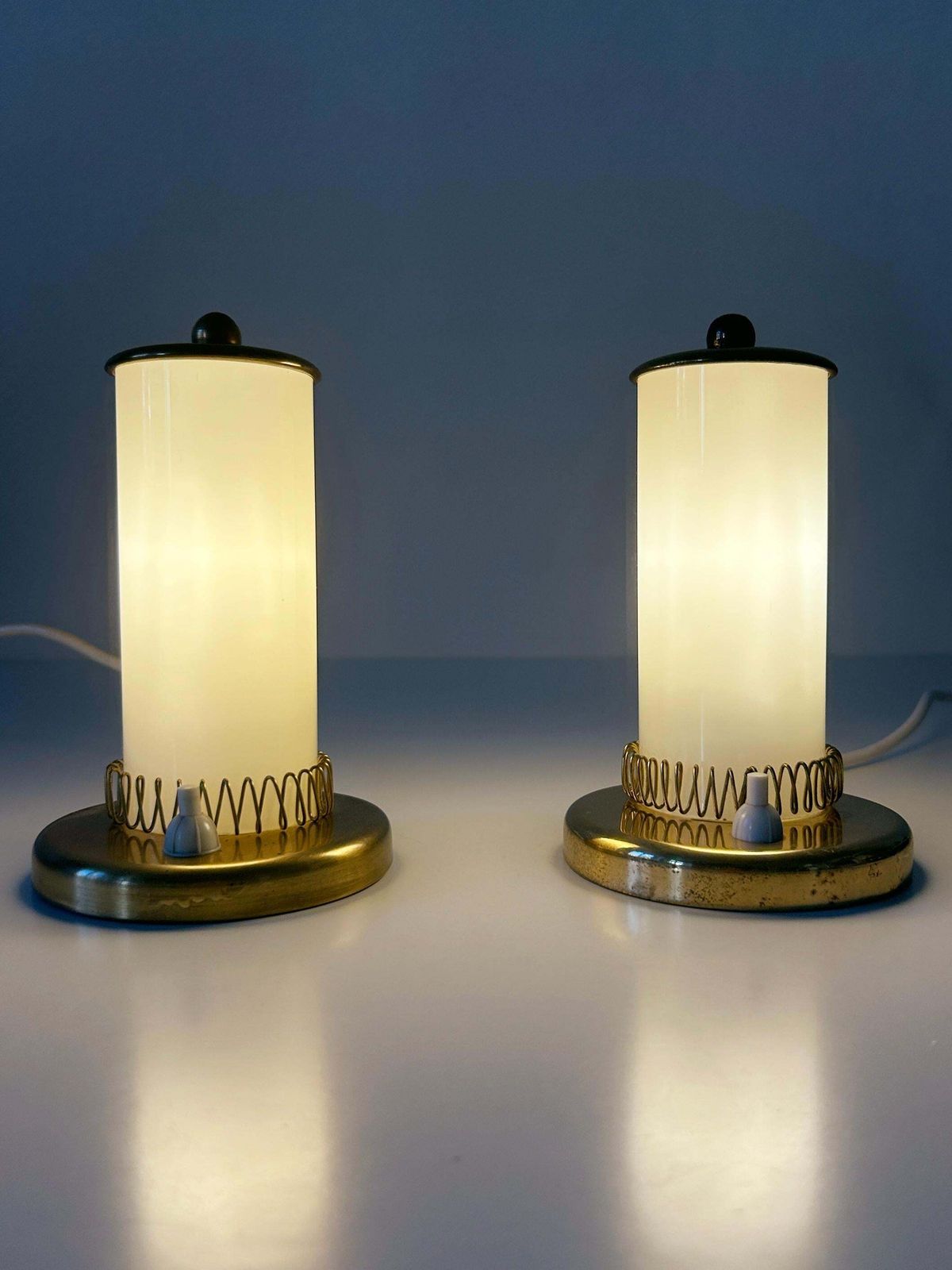 Set Of Two Lovely Mid Century Modern Bedside Table Lamps Germany 1950s photo furniture