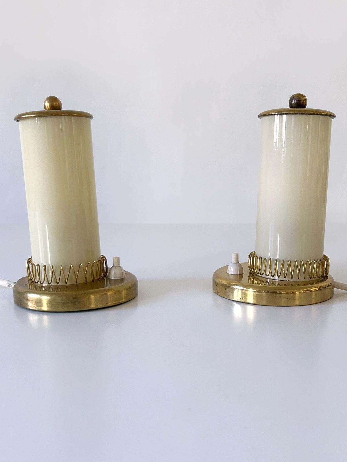 Set Of Two Lovely Mid Century Modern Bedside Table Lamps Germany 1950s photo for sale