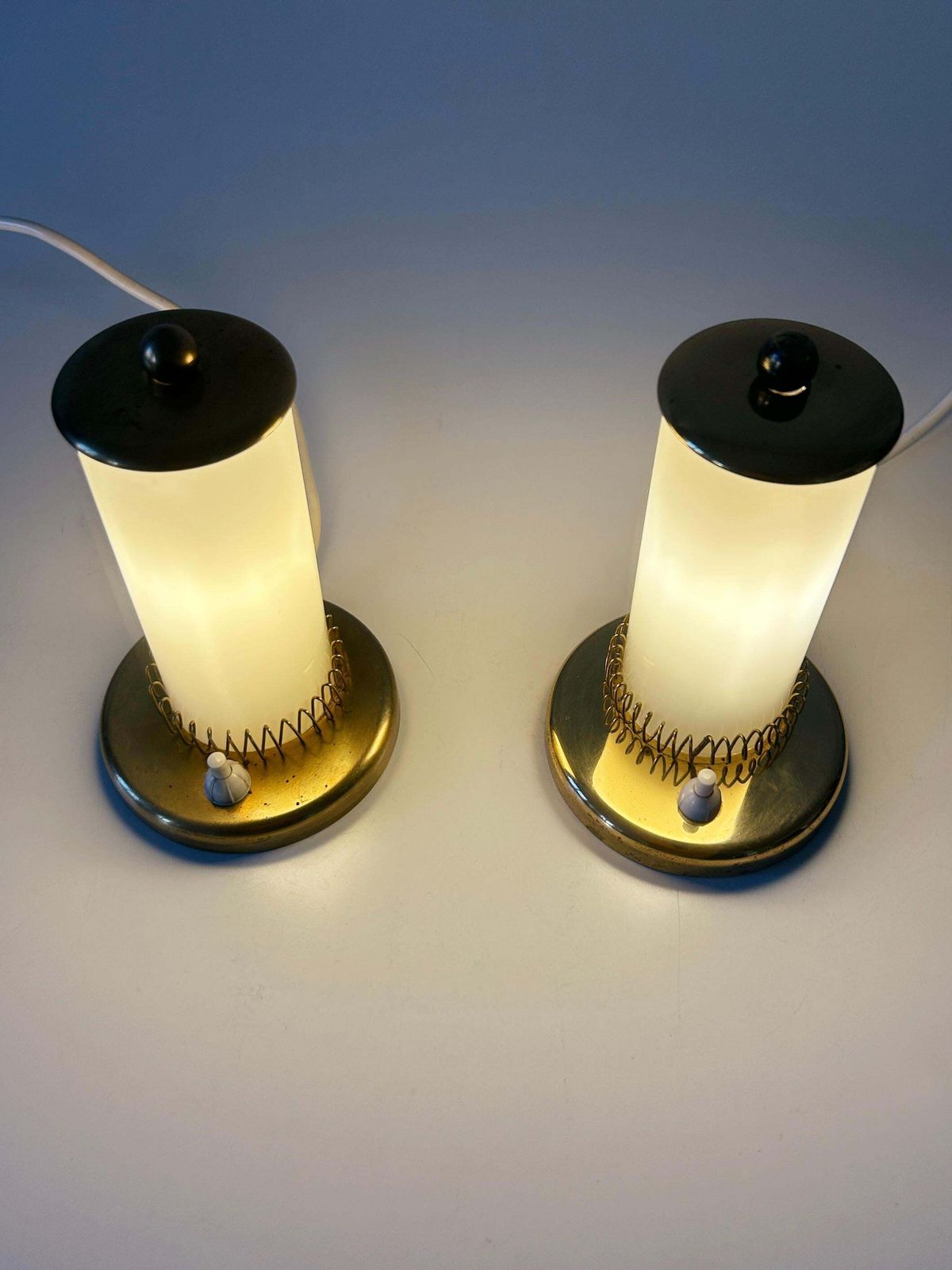 photo for sale Set Of Two Lovely Mid Century Modern Bedside Table Lamps Germany 1950s