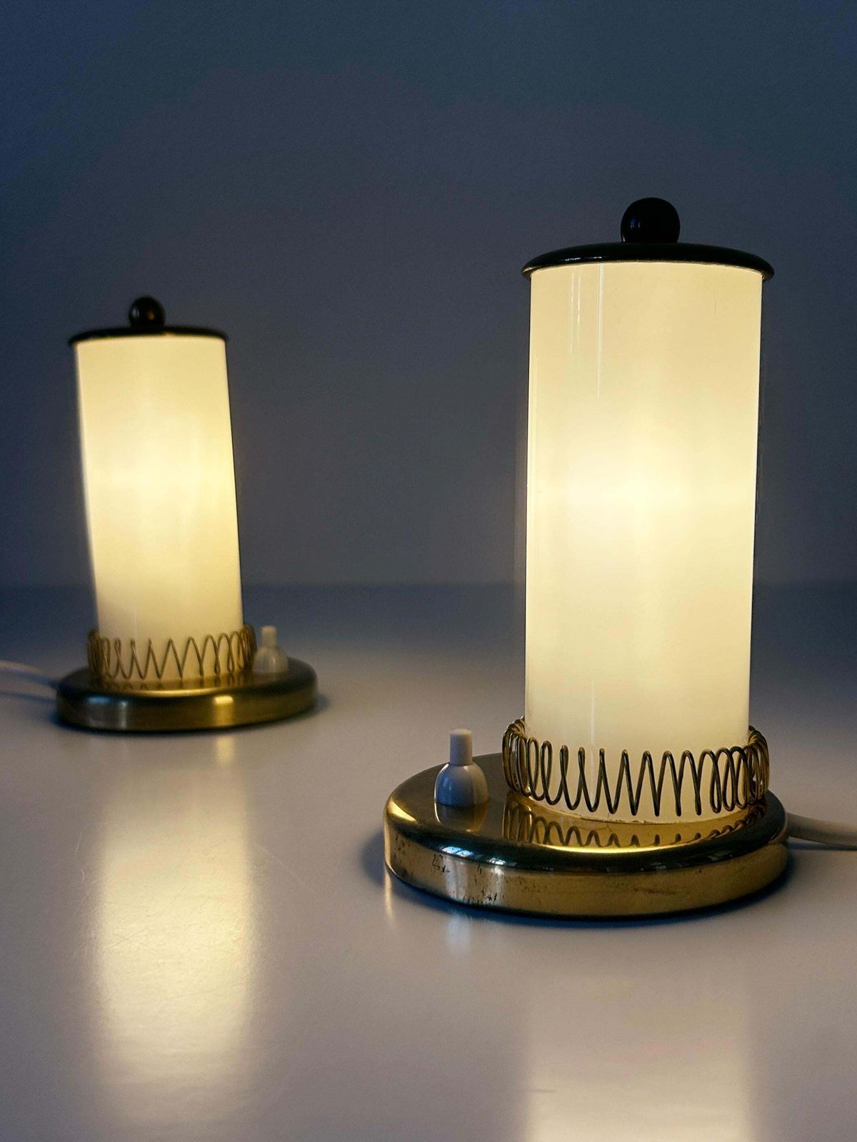 1771.0 Set Of Two Lovely Mid Century Modern Bedside Table Lamps Germany 1950s photo
