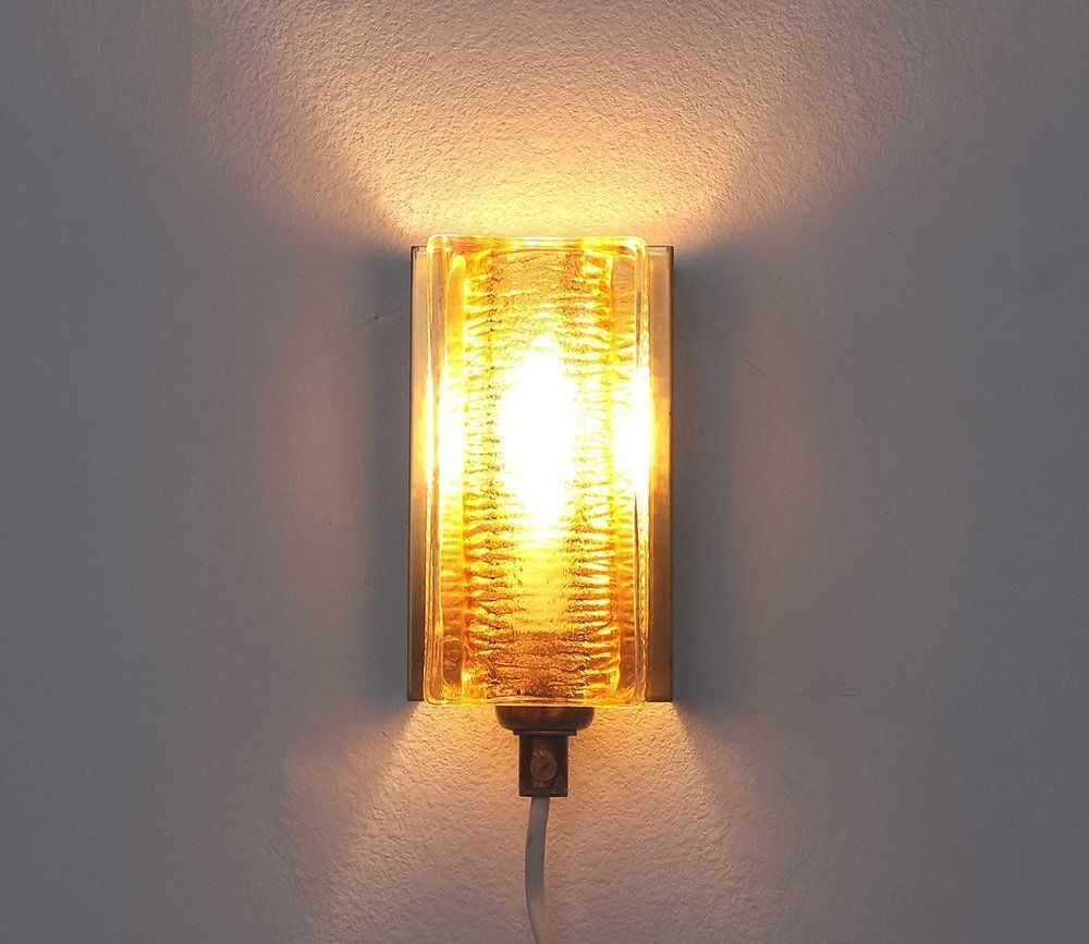 Vitrika Atlantic Brass And Glass Wall Lamps, 1960s, Set Of 2 photo Lighting