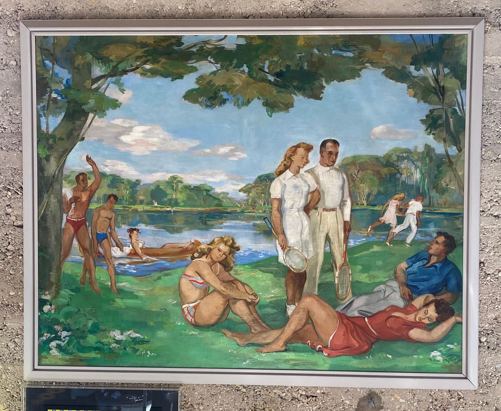 Paul Girol (1911 1989)paul Girol Large Oil On Canvas 1955 photo furniture