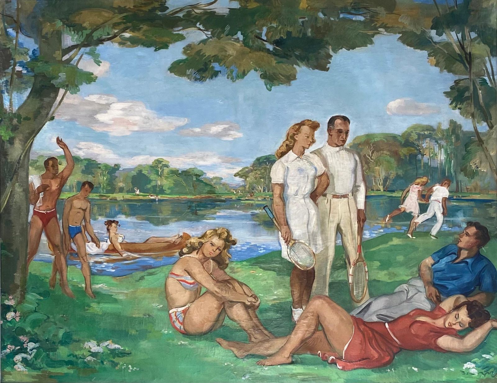photo furniture Paul Girol (1911 1989)paul Girol Large Oil On Canvas 1955