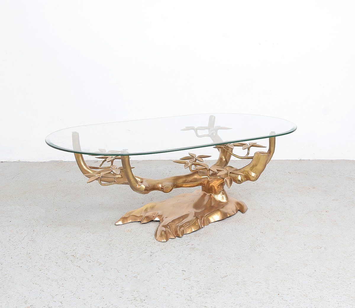Brass And Glass Bonsai Coffee Table Attributed To Willy Daro, 1970s photo 2603.0