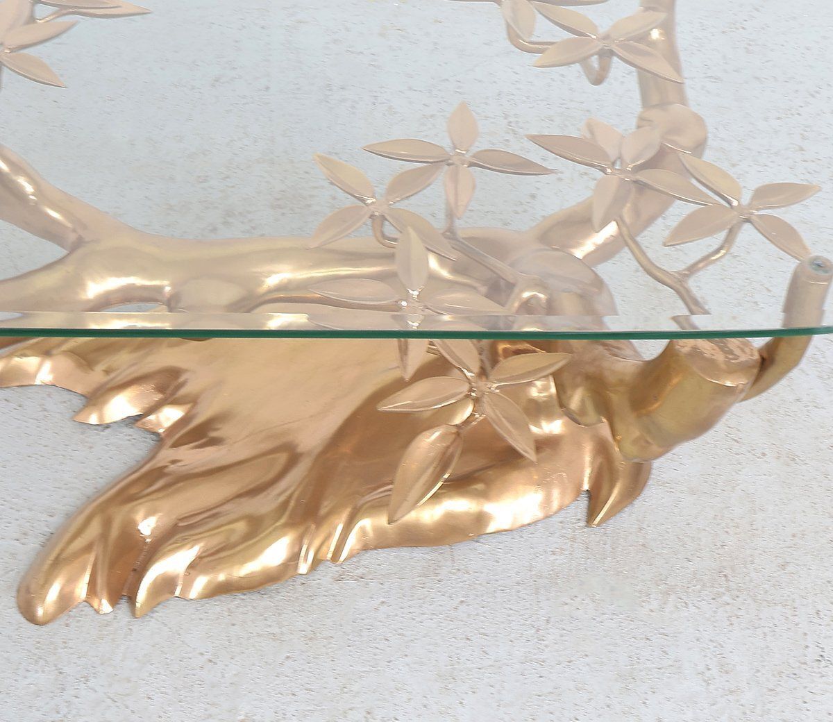 2603.0 Brass And Glass Bonsai Coffee Table Attributed To Willy Daro, 1970s photo