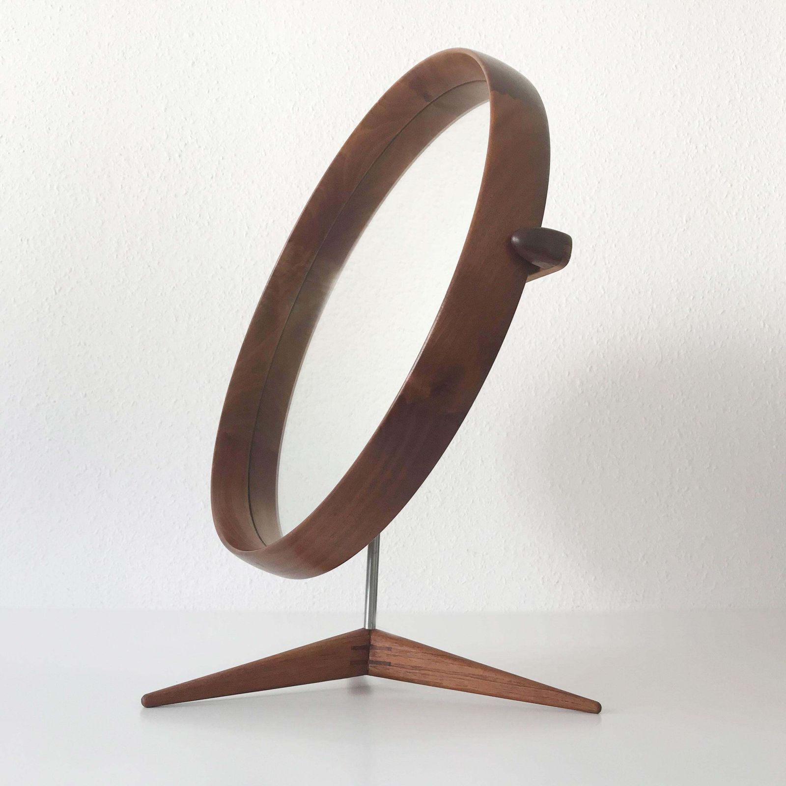 Elegant Teak Table Mirror By Uno & östen Kristiansson For Luxus Sweden 1960s photo vintage