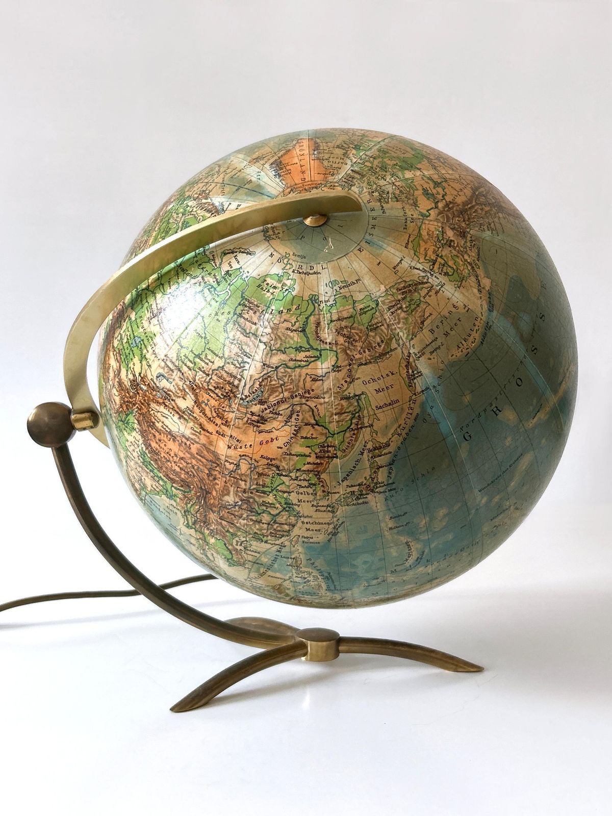 Rare Glass Earth Globe Or Table Lamp By Columbus Verlag   Paul Oestergaard 1960s photo vinterior