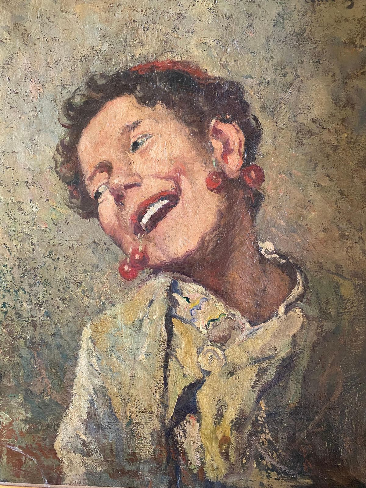 Louis Azemalouis Azéma (1876 – 1963) Portrait: "The Child With Cherries" Oil On Canvas1930 photo furniture