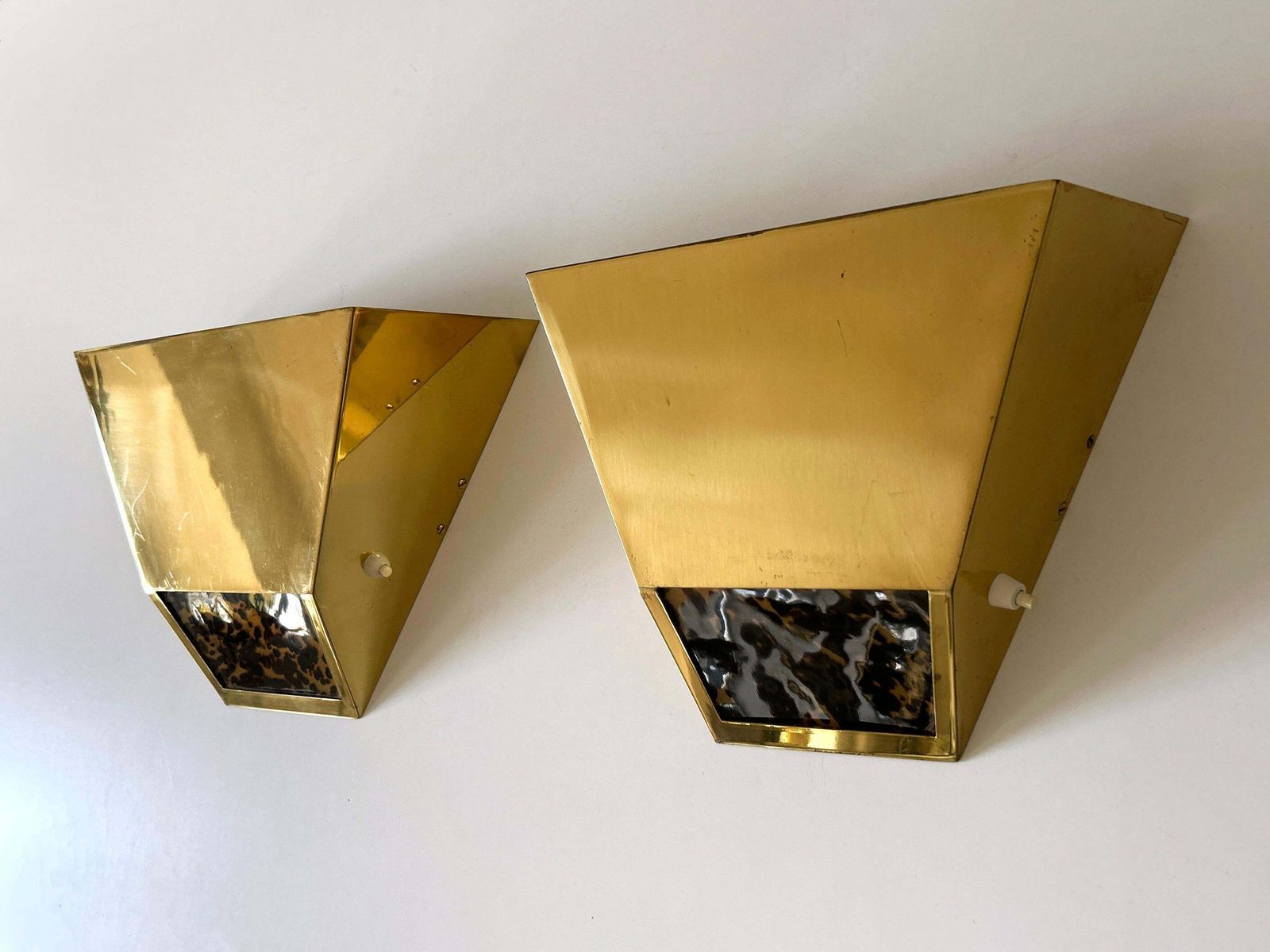 photo furniture Set Of Two Elegant Mid Century Brass Sconces By Vereinigte Werkstätten 1970s