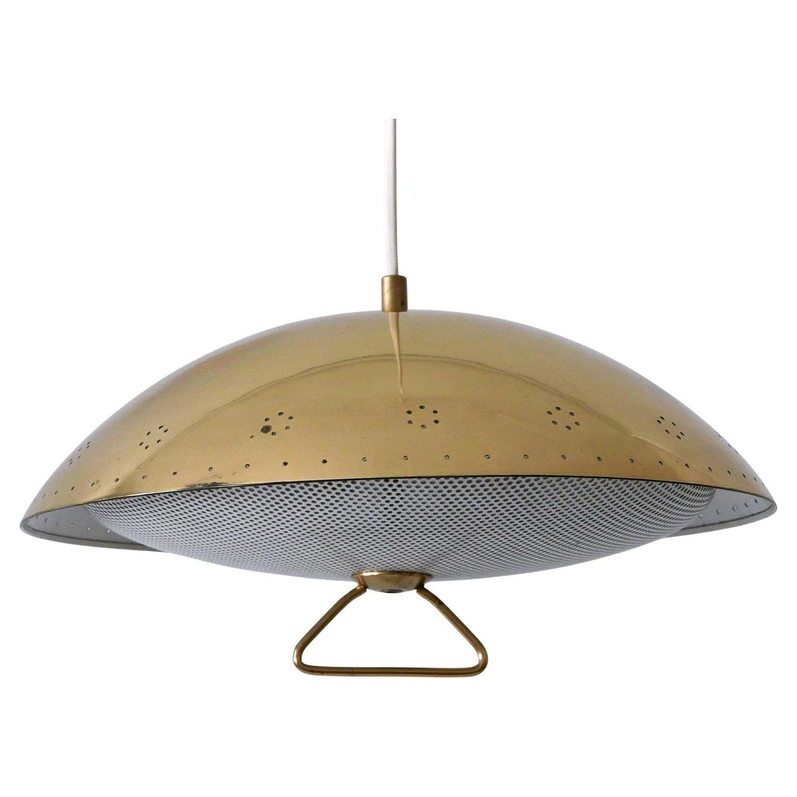 Rare & Elegant Mid Century Modern Perforated Metal Pendant Lamp Germany 1950