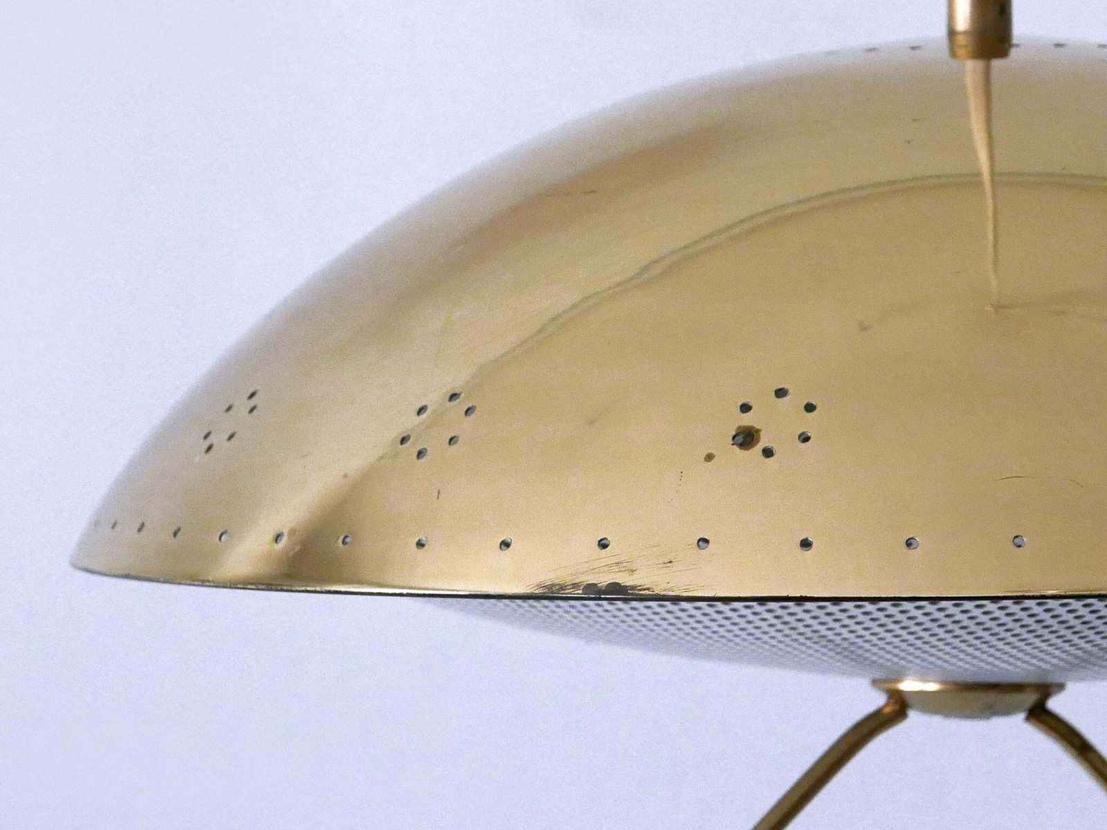 photo vintage Rare & Elegant Mid Century Modern Perforated Metal Pendant Lamp Germany 1950
