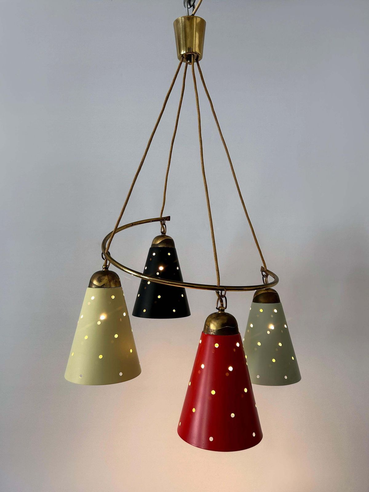 Lovely Four Armed Mid Century Modern Chandelier Or Pendant Light Germany 1950s photo furniture