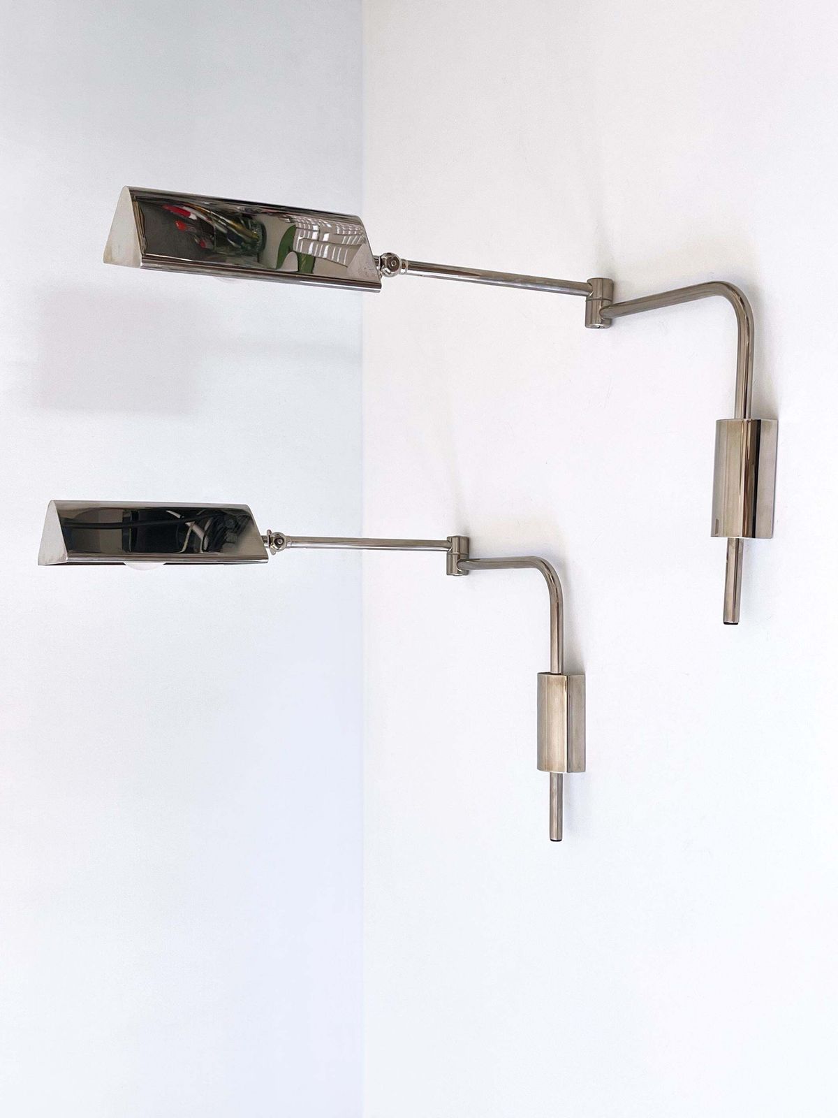 Lighting Set Of Two Articulated Wall Lamps Or Reading Lights By Florian Schulz 1970s photo