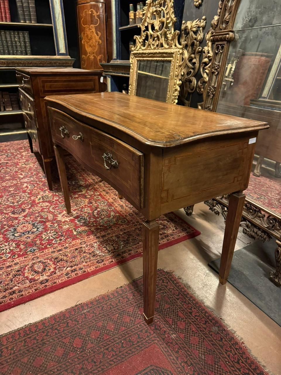 Slab Wood Writing Table, With Central Drawer, Italy photo Furniture