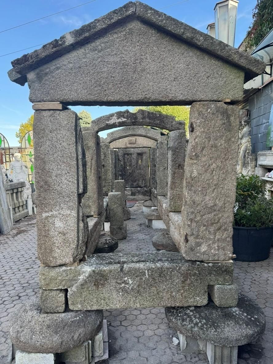 Large Structure Of Granary "Horreo" Antique Carved Stone, Spain photo vinterior