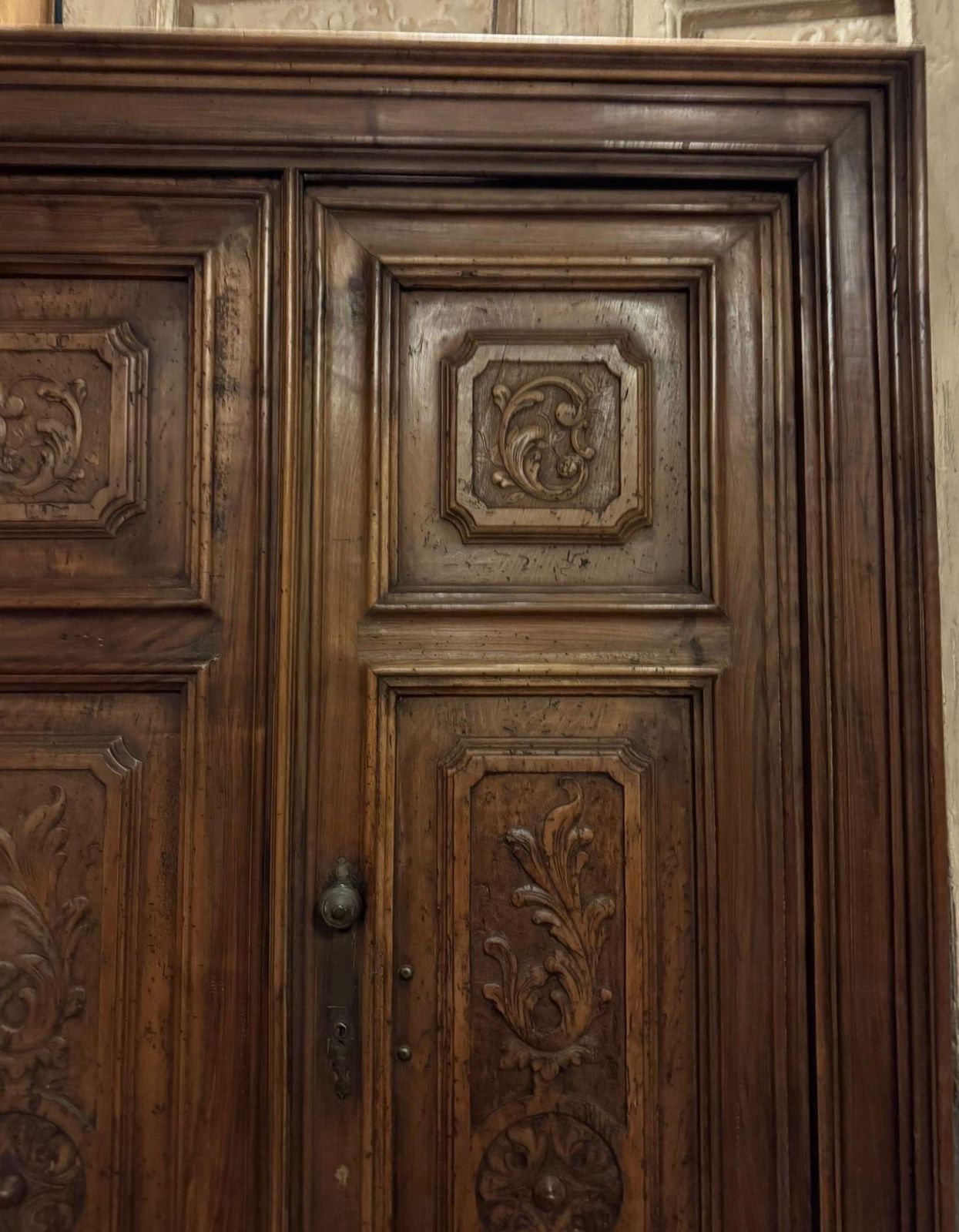 Walnut Double Door With Frame, Richly Carved, Italy photo buy