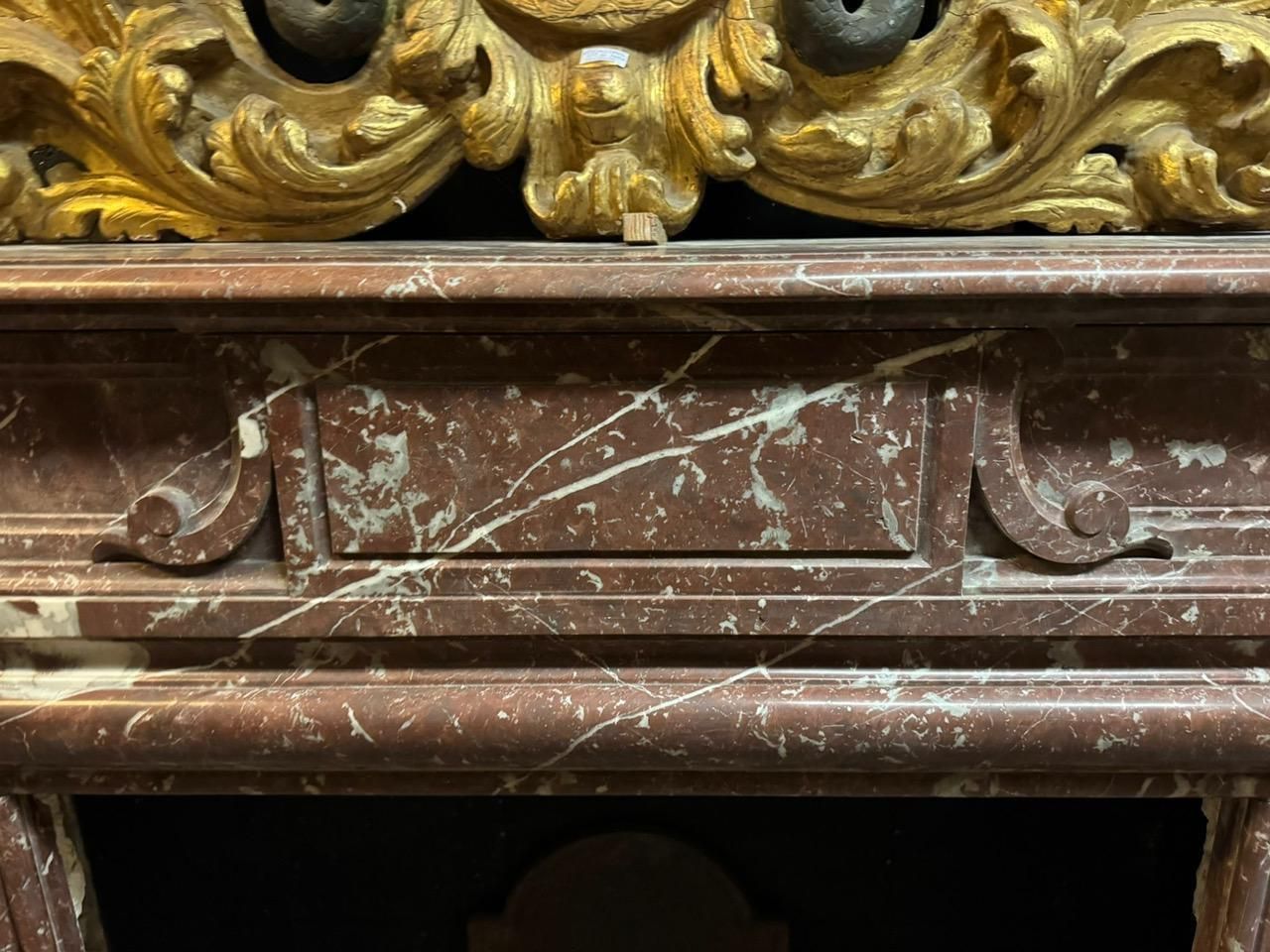 Fine France Red Marble Fireplace With White Veins, Italy photo vintage