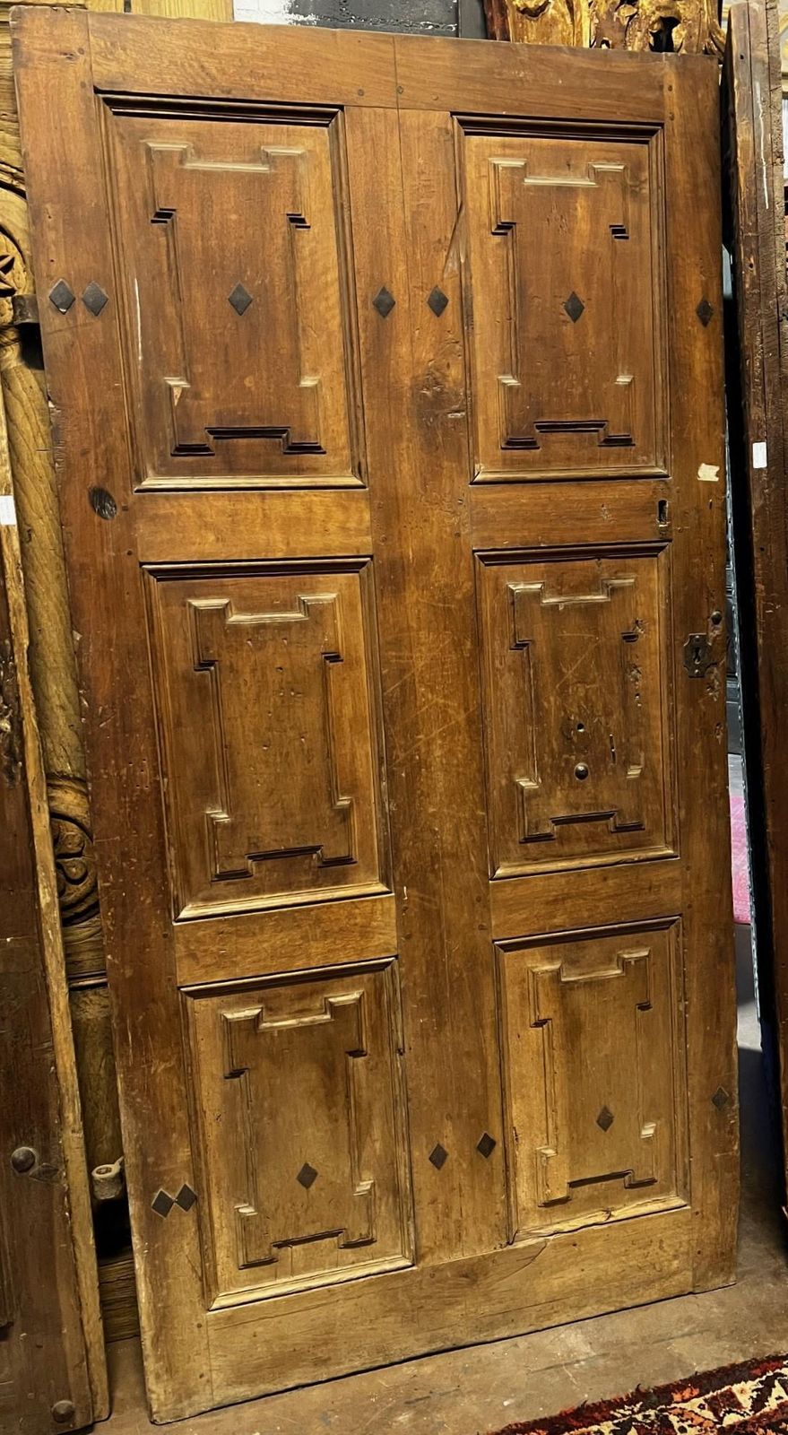 One Door Walnut Front Door With Carved Panels photo Home Fixtures