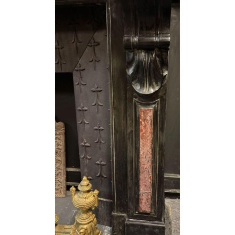 Belgium Black Marble Antique Fireplace With France Red Marble Inlays photo 4251.0