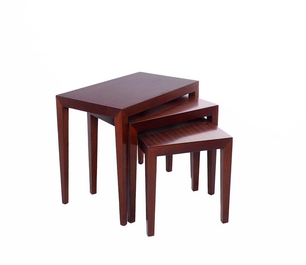 Mahogany Nesting Tables By Severin Hansen For Haslev Møbelsnedkeri, 1960s, Set Of 3 photo furniture