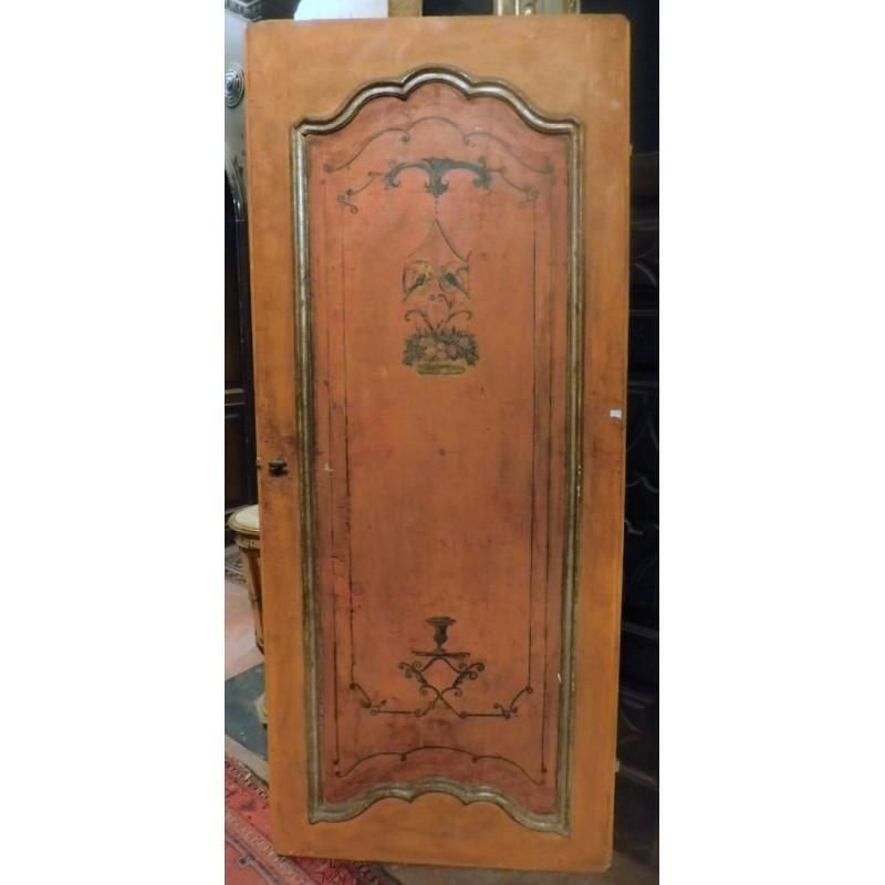Internal Wooden Door Lacquered And Painted Orange, Italy photo vinterior