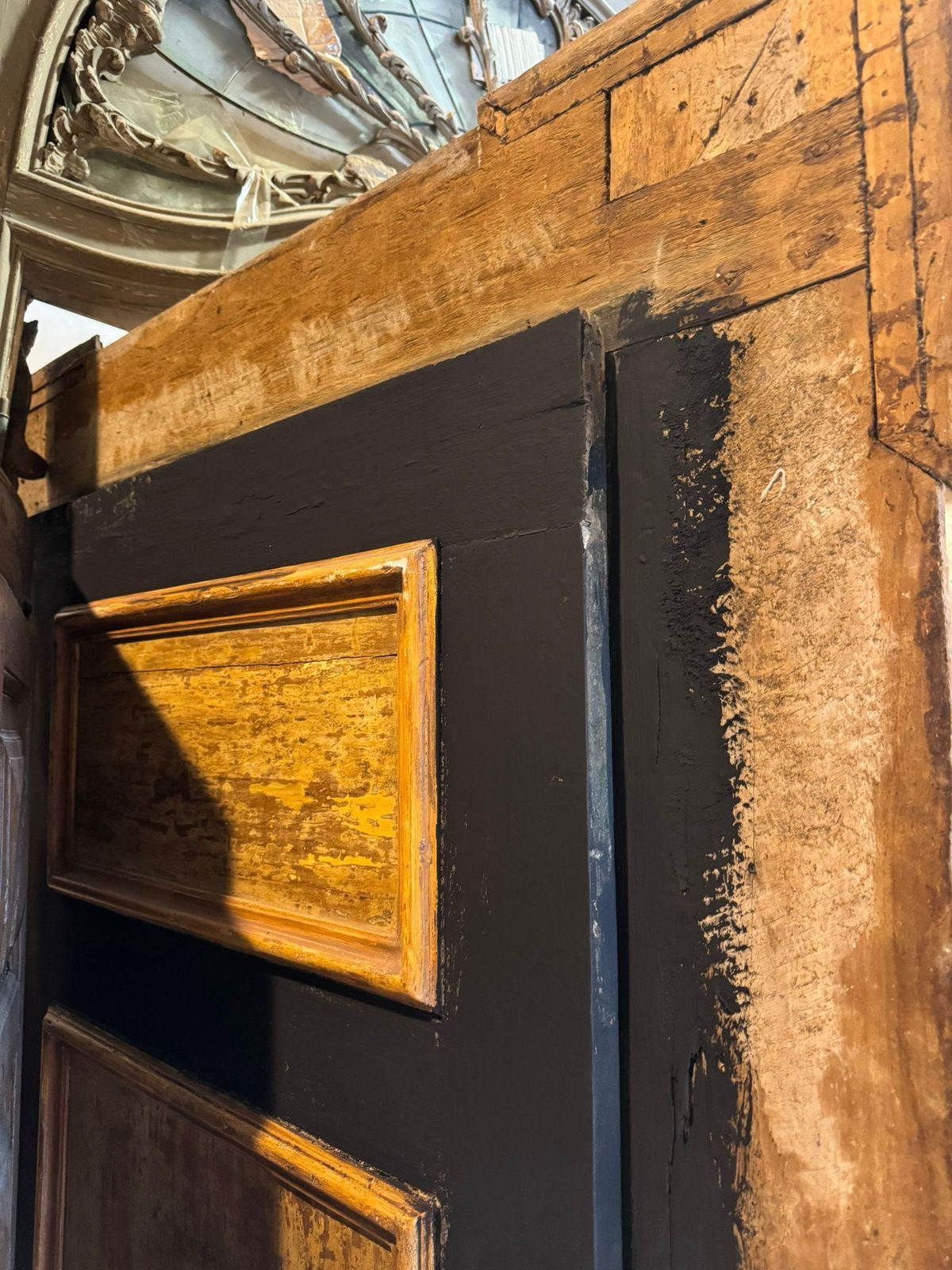Lacquered Wood Door, Painted Panels With Molure Molding And Frame, Italy photo Home Fixtures