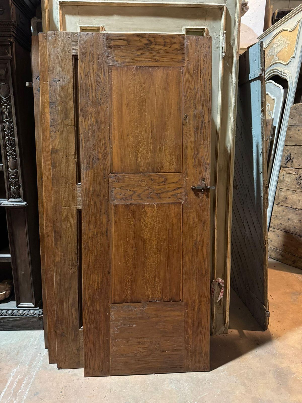 photo furniture Single Leaf Poplar And Oak Door, Cross Carved, Italy