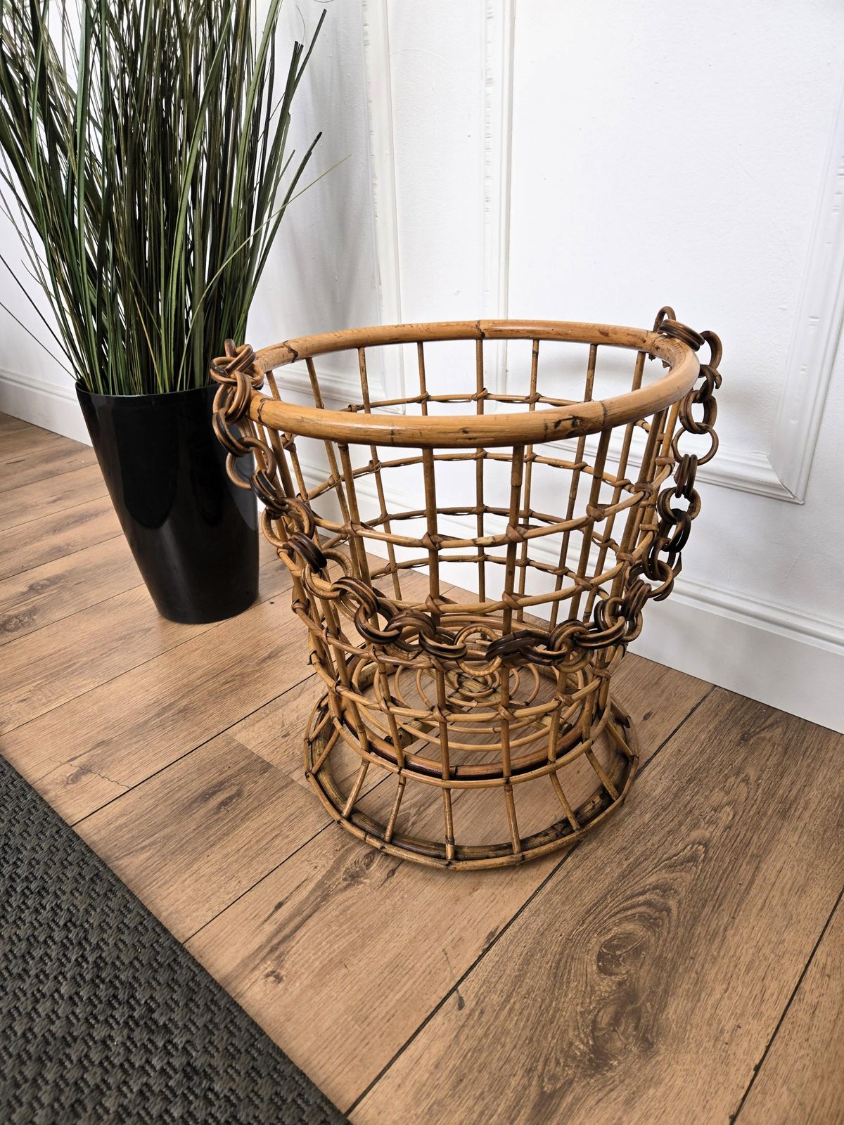 1960s Italian Bamboo Rattan Bohemian French Riviera Basket photo buy
