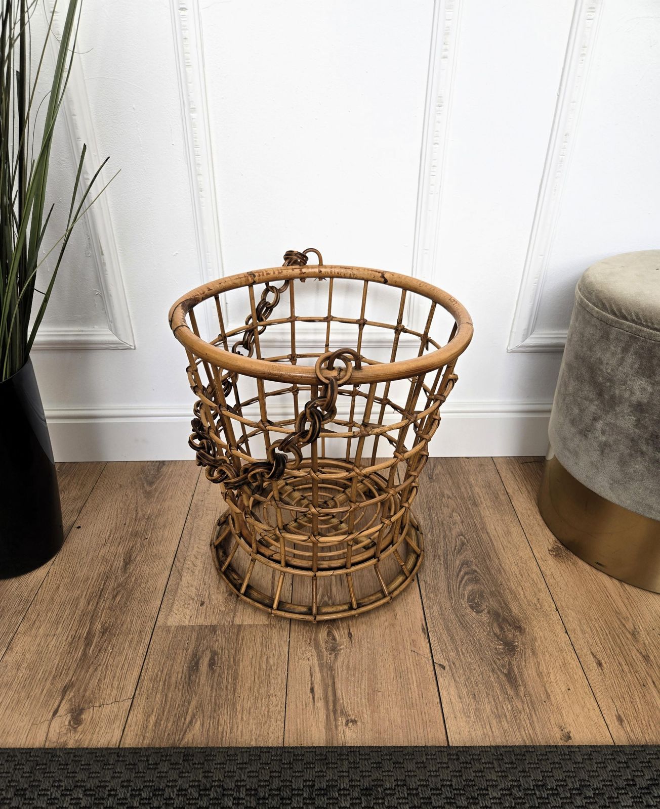 photo furniture 1960s Italian Bamboo Rattan Bohemian French Riviera Basket