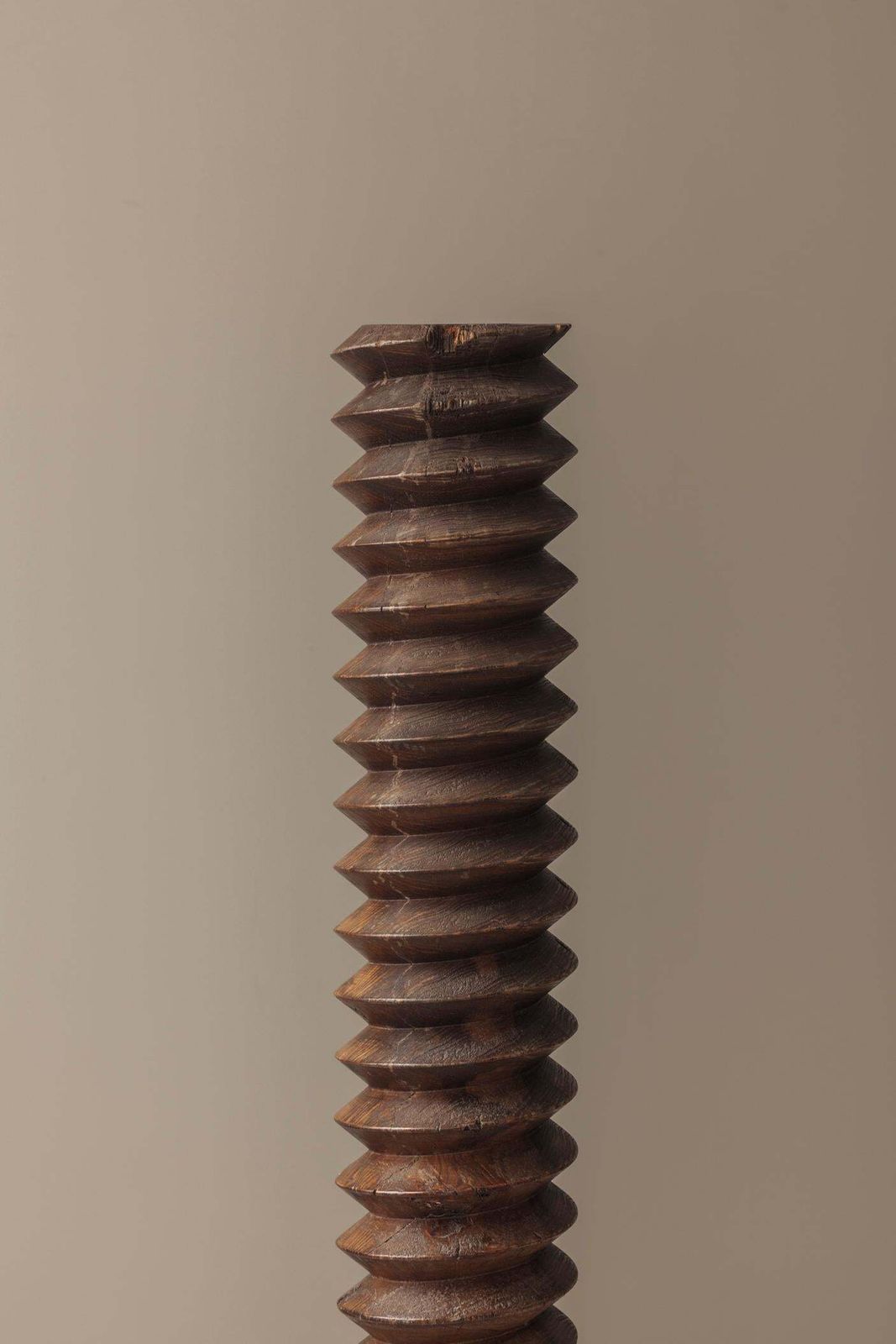 Large French Turned Oak Pedestal In The Taste Of Charles Dudouyt, France 1930s. photo buy