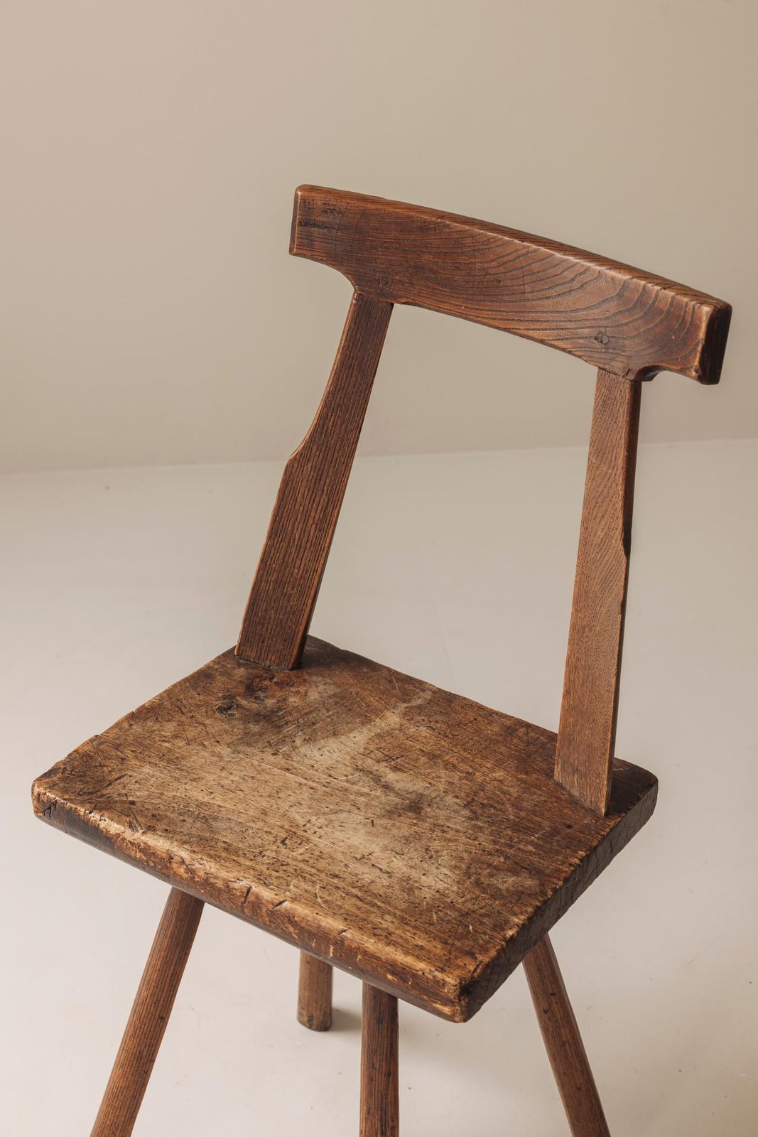 Early 19th Century Sculptural French Side Chair In Solid Oak. photo vintage