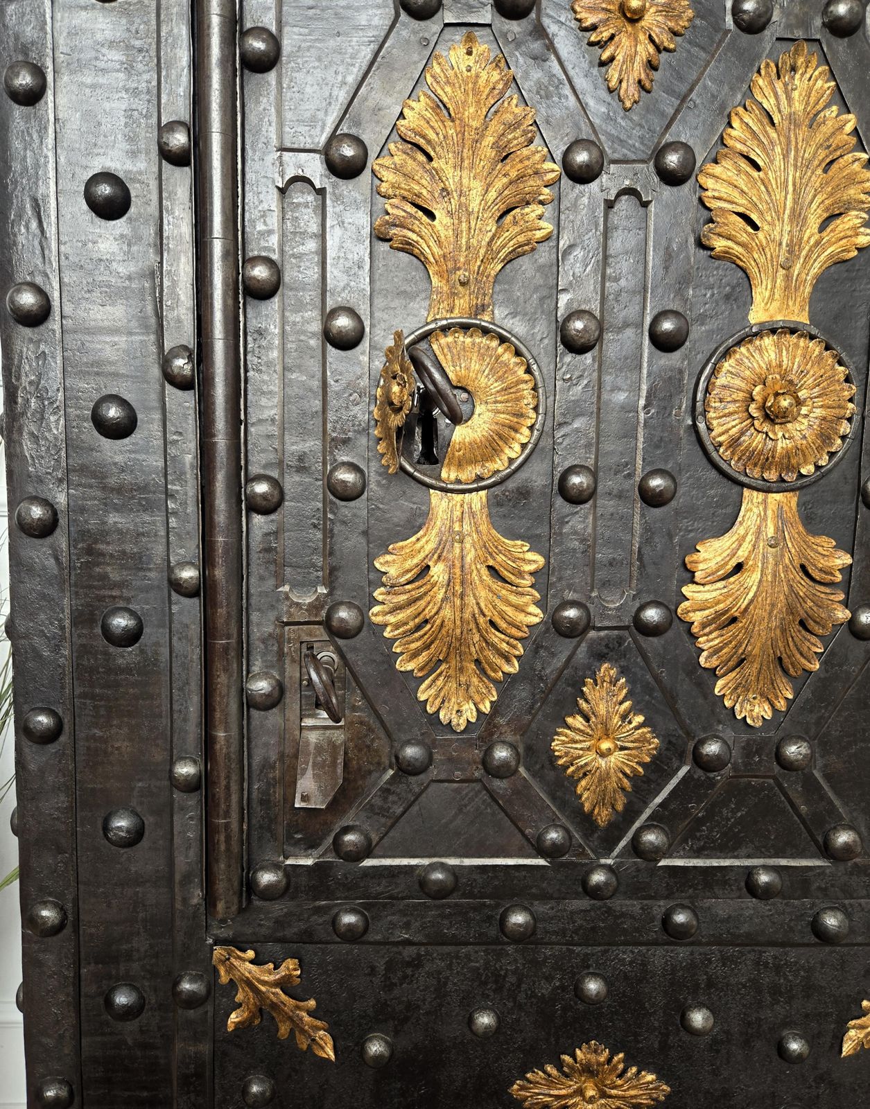 18th Century Wrought Iron Italian Hobnail Antique Safe Strong Box Cabinet photo buy