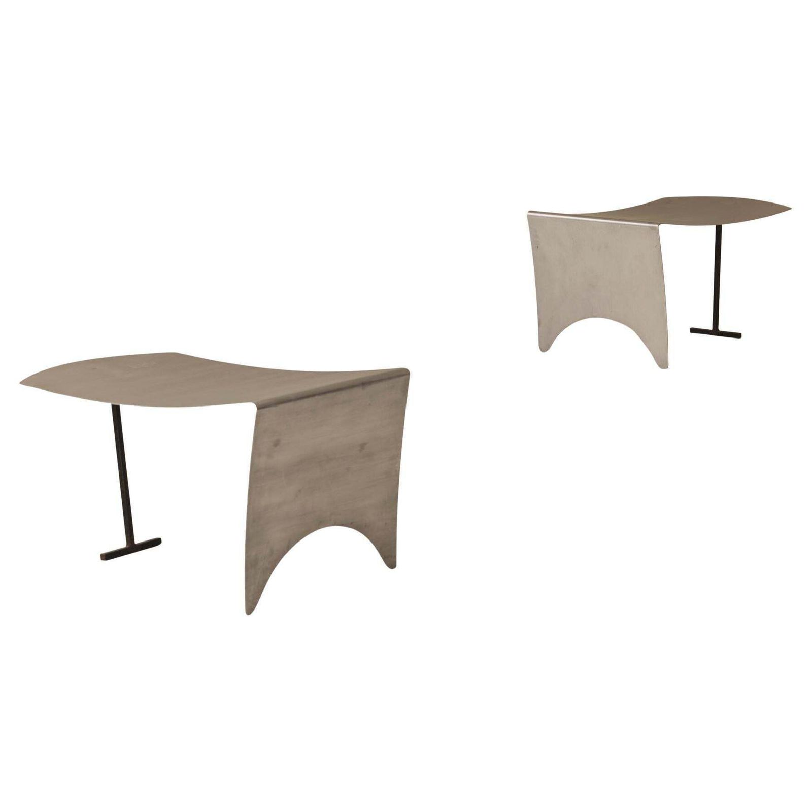 A Striking Set Modernist Curved Metal Stools From France, Dating To The 1980s. photo furniture