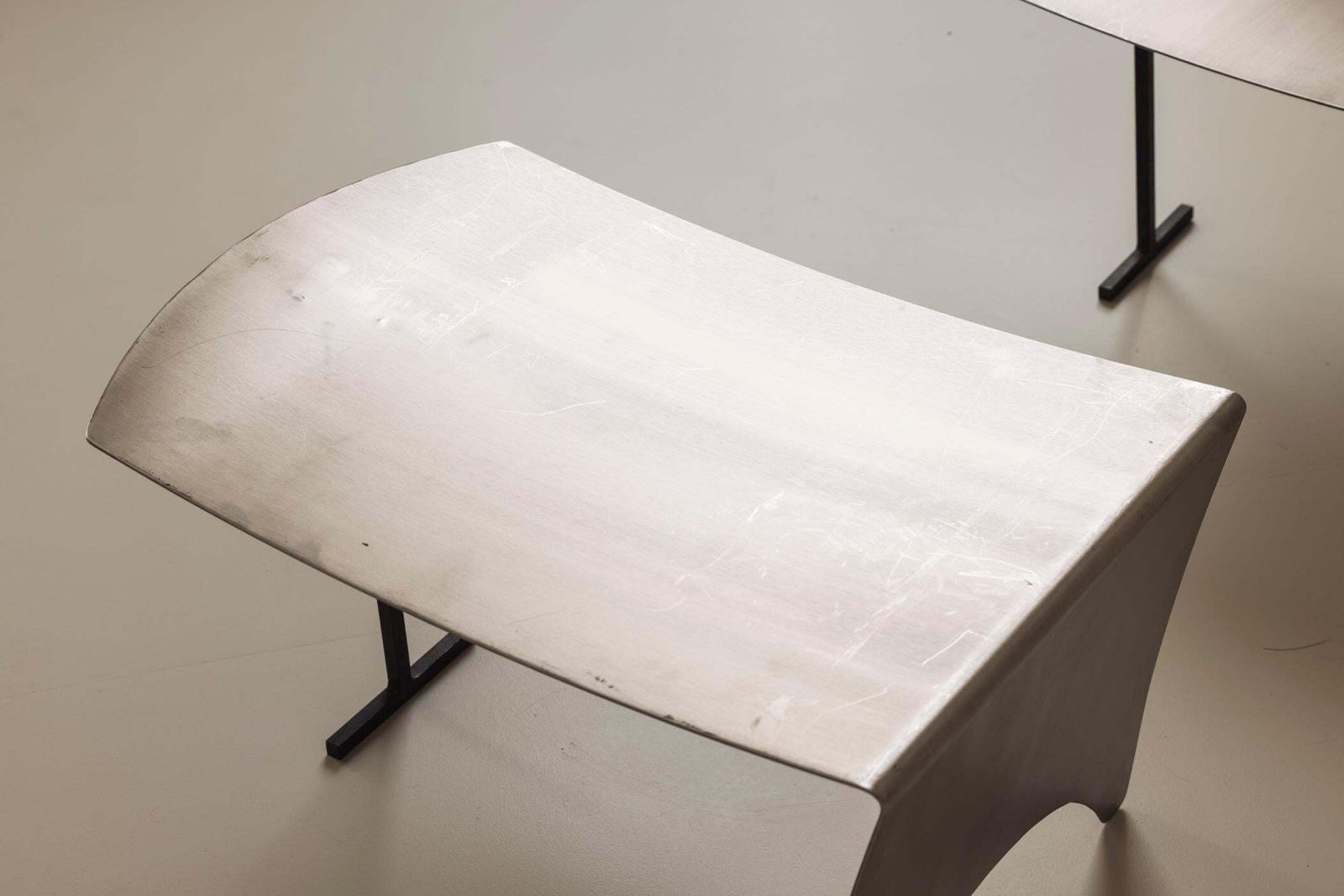 photo buy A Striking Set Modernist Curved Metal Stools From France, Dating To The 1980s.