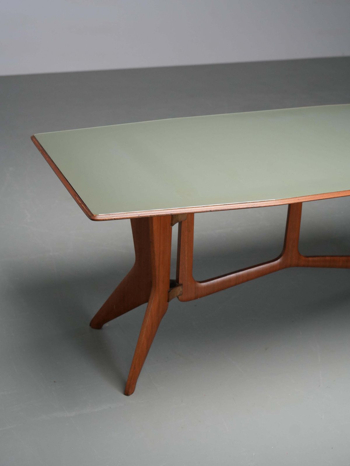 Ariberto Colombo Eettafel In Walnoot, Glas En Messing, Italië, Ca. Jaren 1950 photo buy