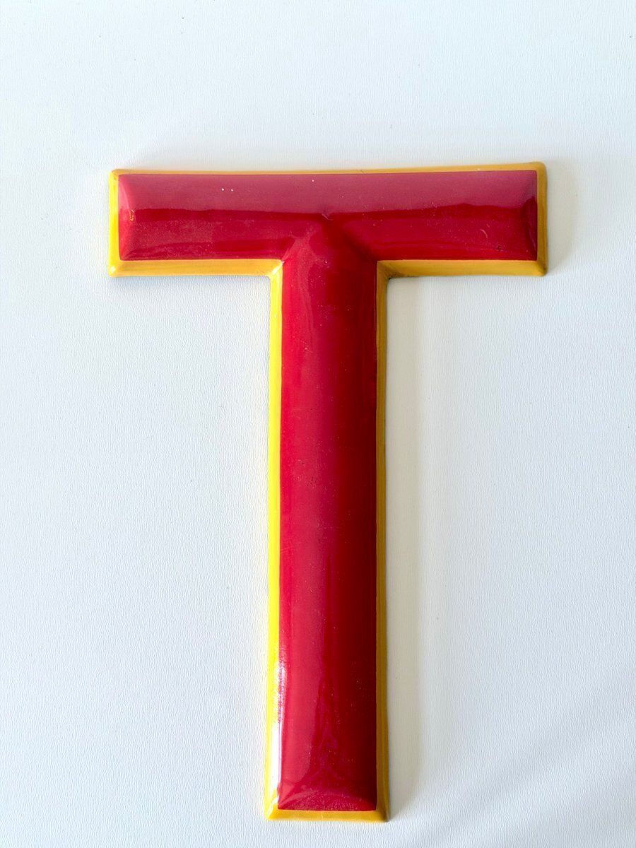 Industriële Emaille Letter T, 1960