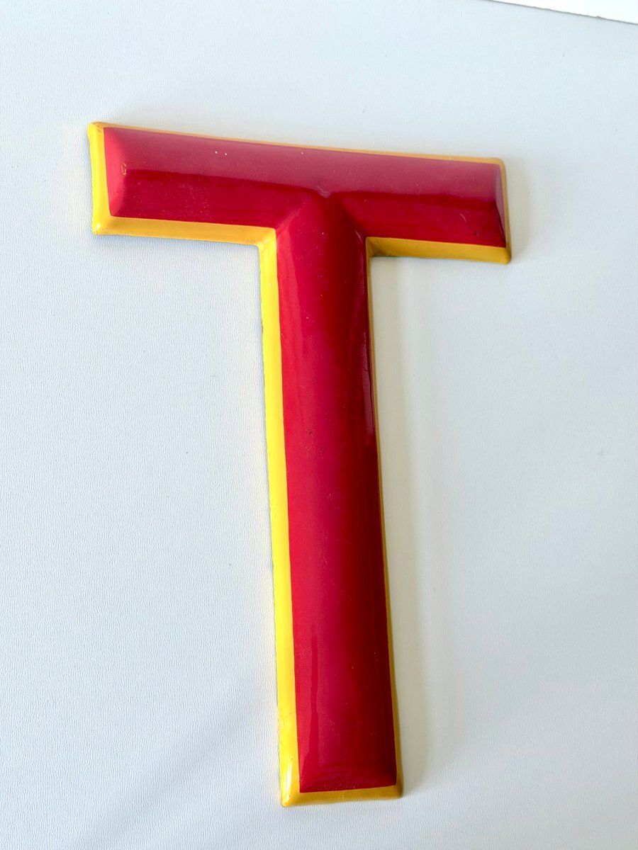 Industrial Enamel Letter T, 1960 photo for sale