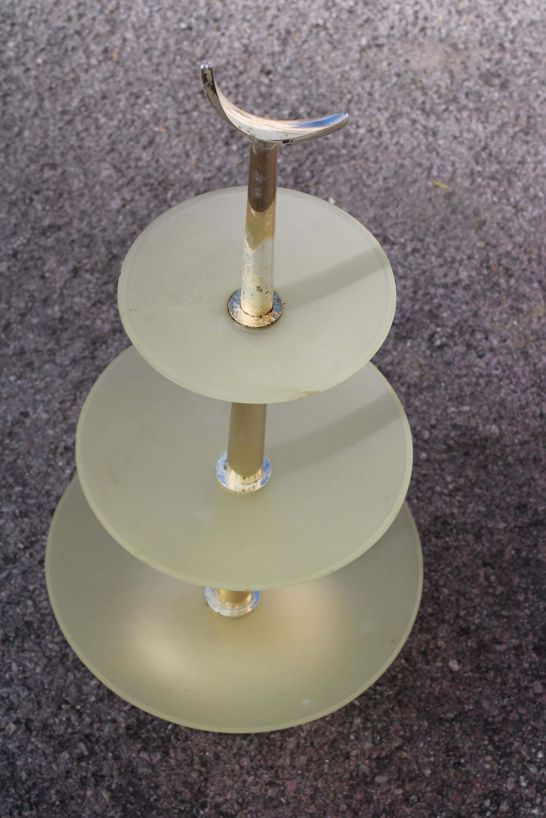 Round Glass And Metal Riser Italia 1960 Fontana Arte Style photo 616.0