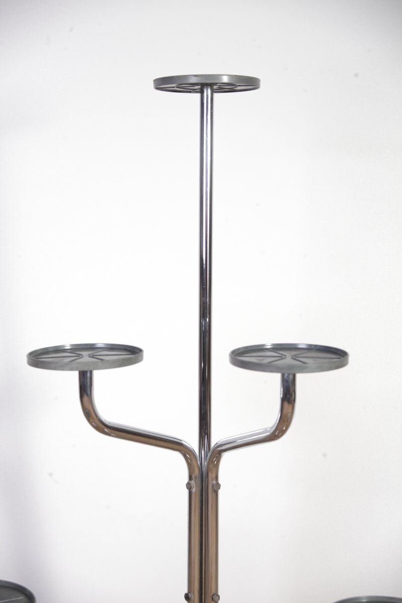 Mid Century Chromen Hoekbloemstandaard Of  Schap, Voormalig Tsjecho Slowakije, Jaren 1960 photo Woonaccessoires