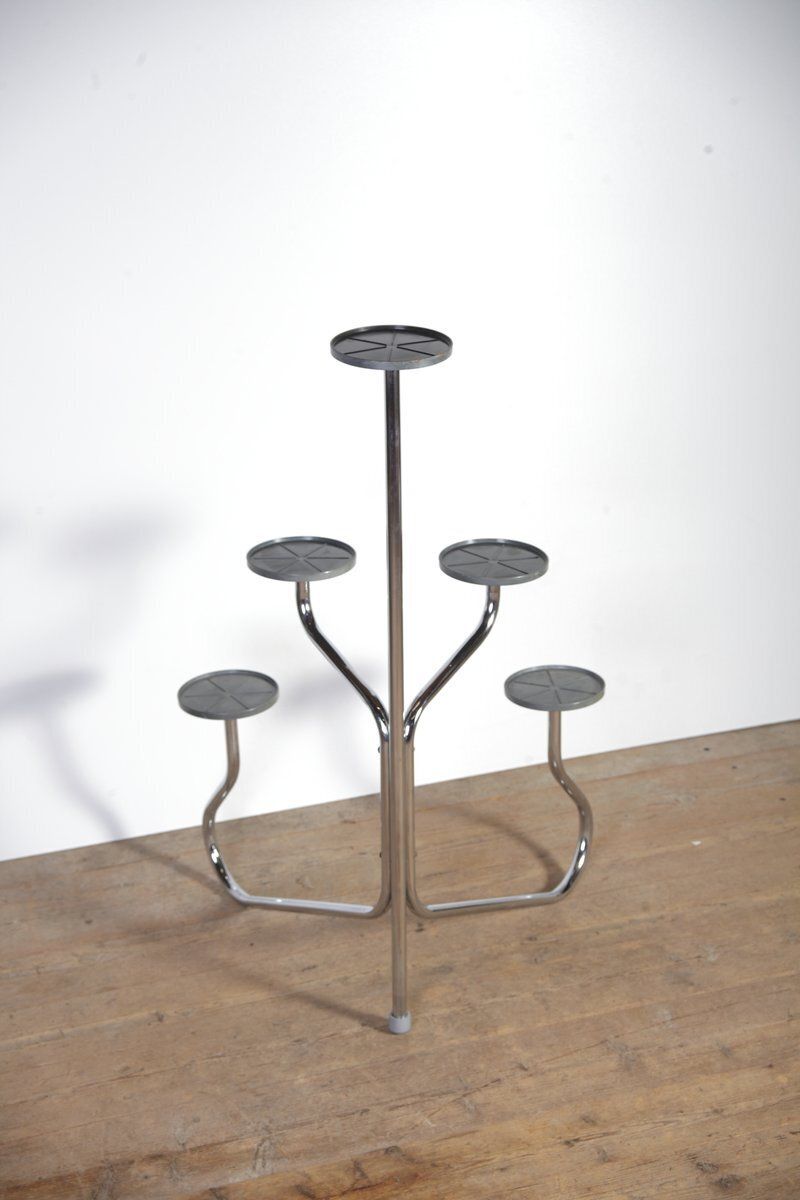 Mid Century Chrome Corner Flower Stand Or Shelf, Former Czechoslovakia, 1960s photo 173.0