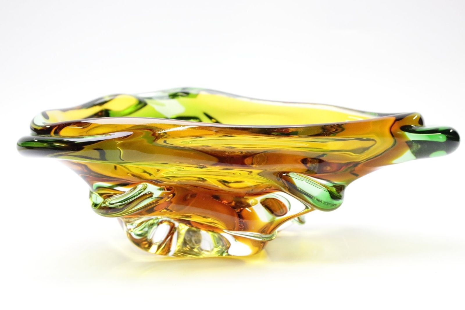 Amber Czech Glass Bowls Niagara By Karel Zemek For Mstisov, 1970s, Set Of 3 photo for sale