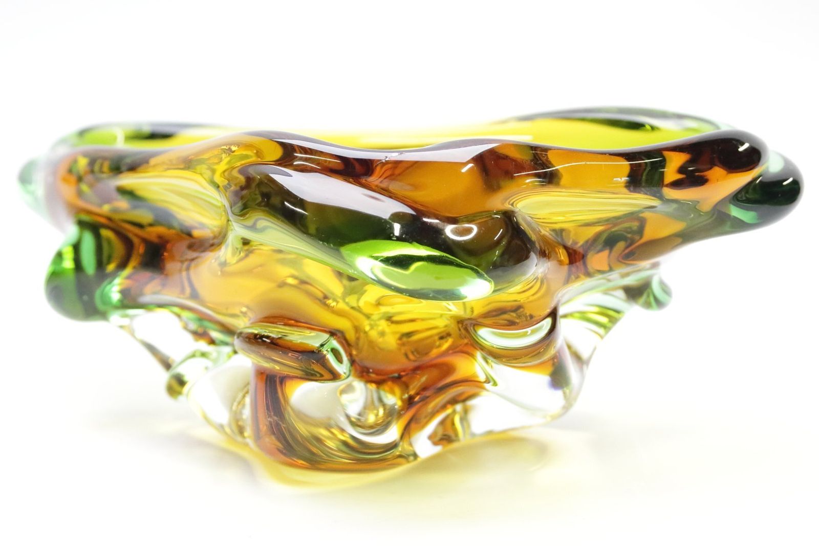 Amber Czech Glass Bowls Niagara By Karel Zemek For Mstisov, 1970s, Set Of 3 photo Home Decor