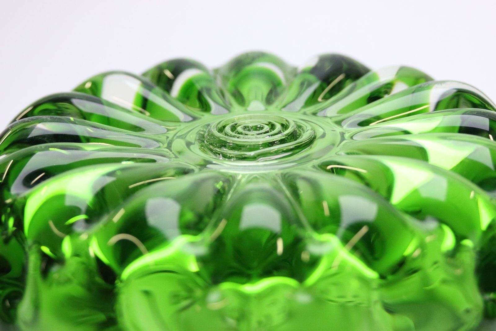 Green Glass Bowl By Pavel Hlava For Crystalex Novy Bor, Czech, 1960s photo vinterior
