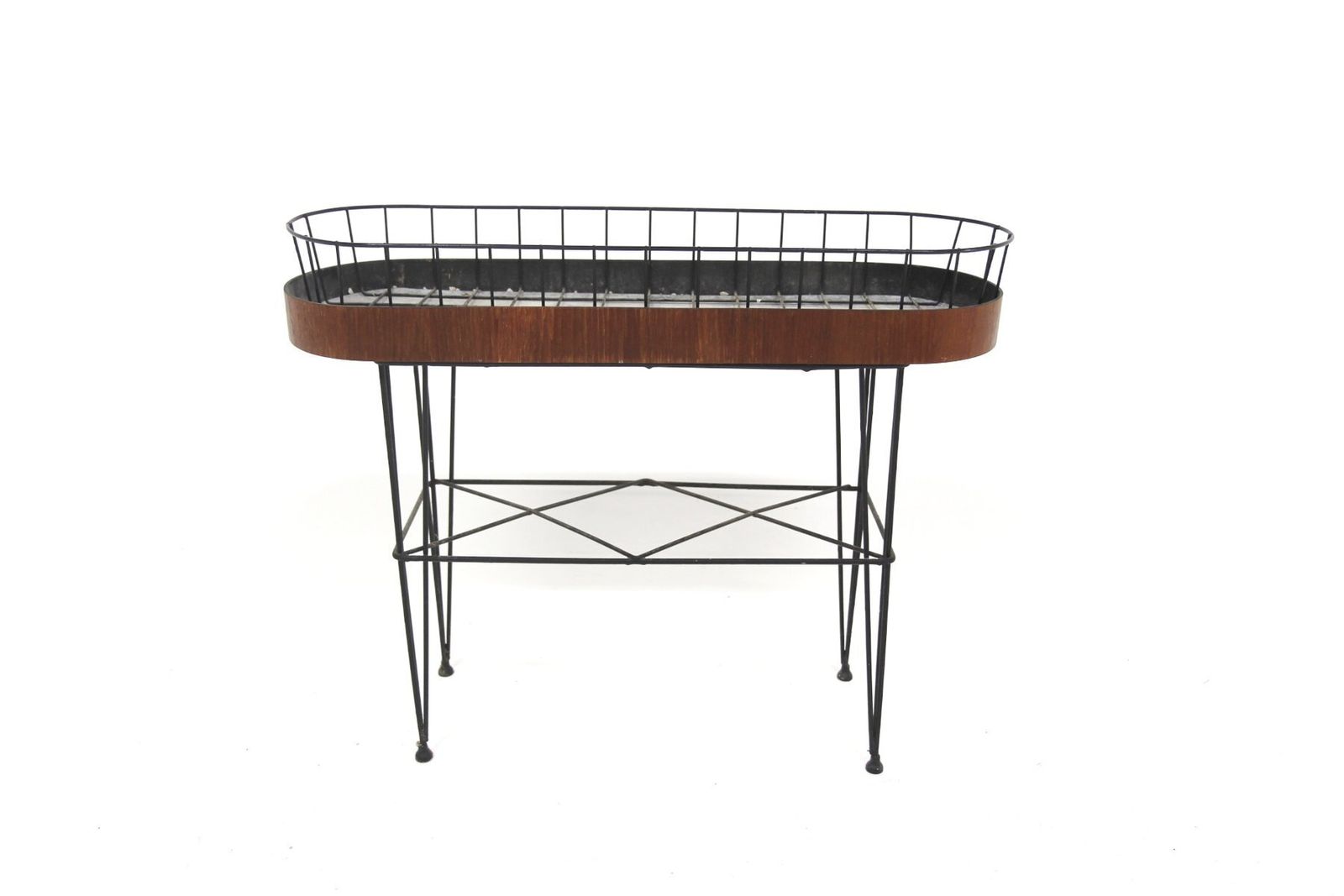 Scandinavian Planter In Metal And Teak, 1950 photo furniture