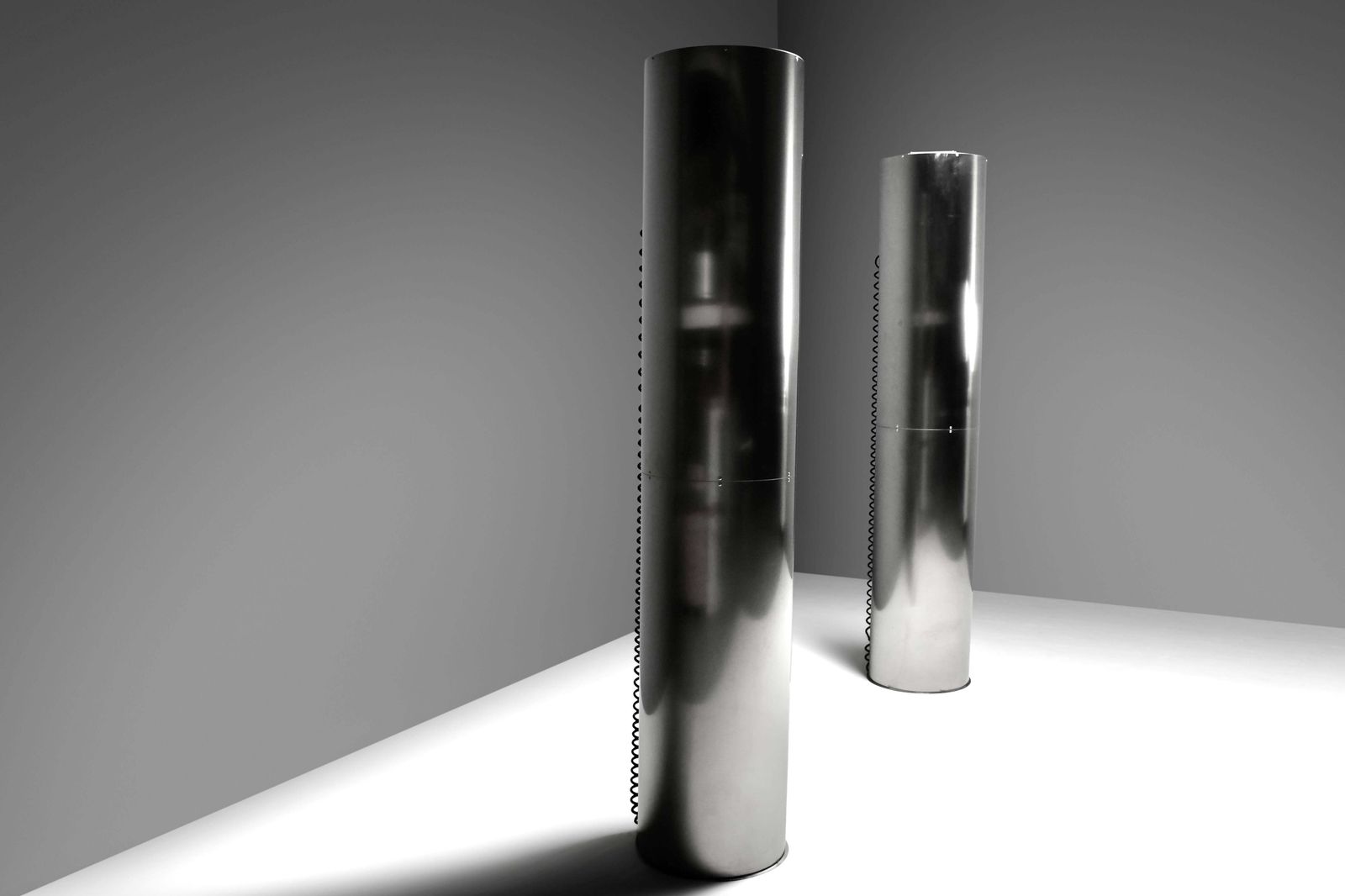 Monumental Large Stainless Steel Floor Lamps By Targetti – Italy, 1970s photo furniture