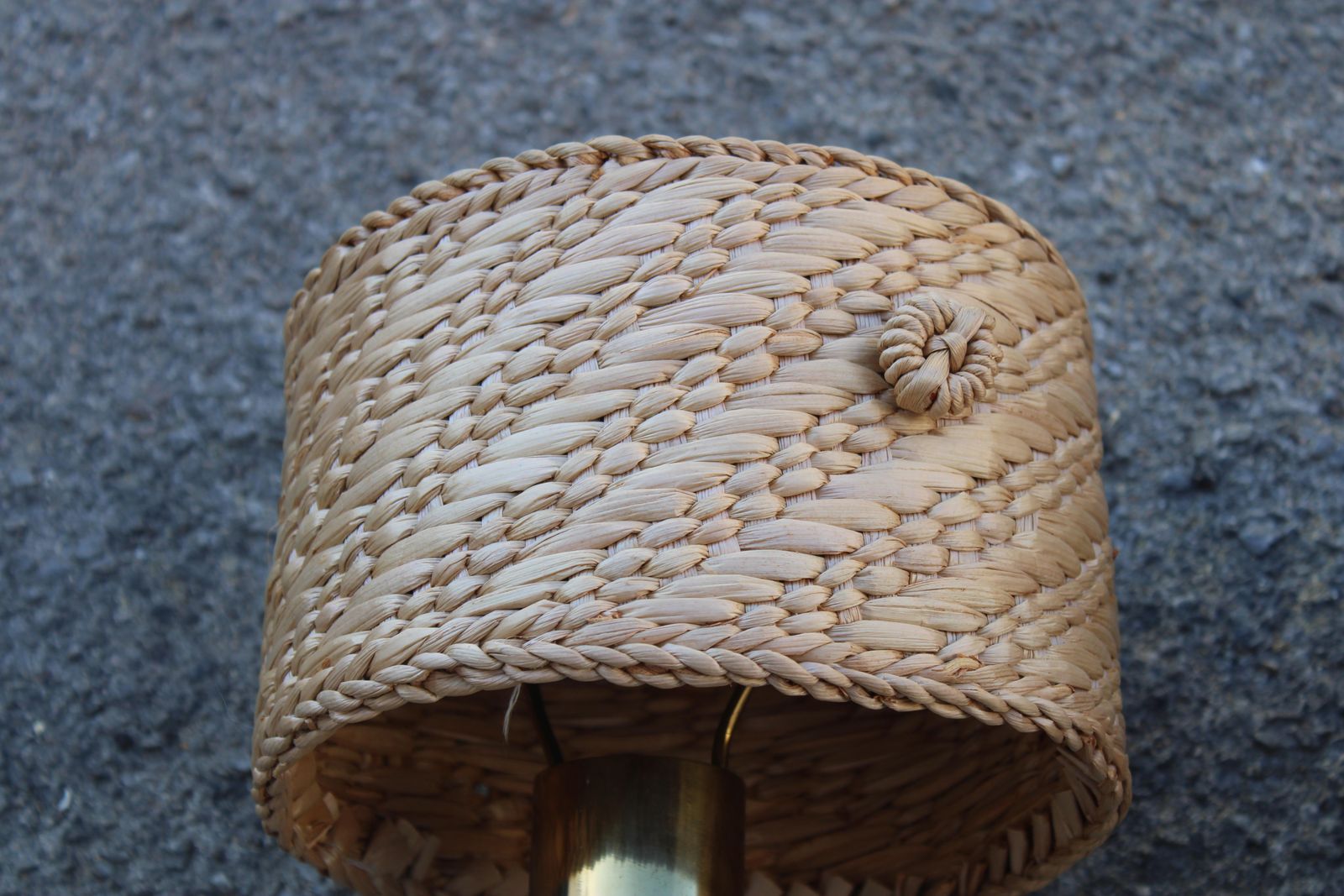 Pair Of Bedside Lamps In Brass And Straw Italy 1970s Directional photo 1354.0