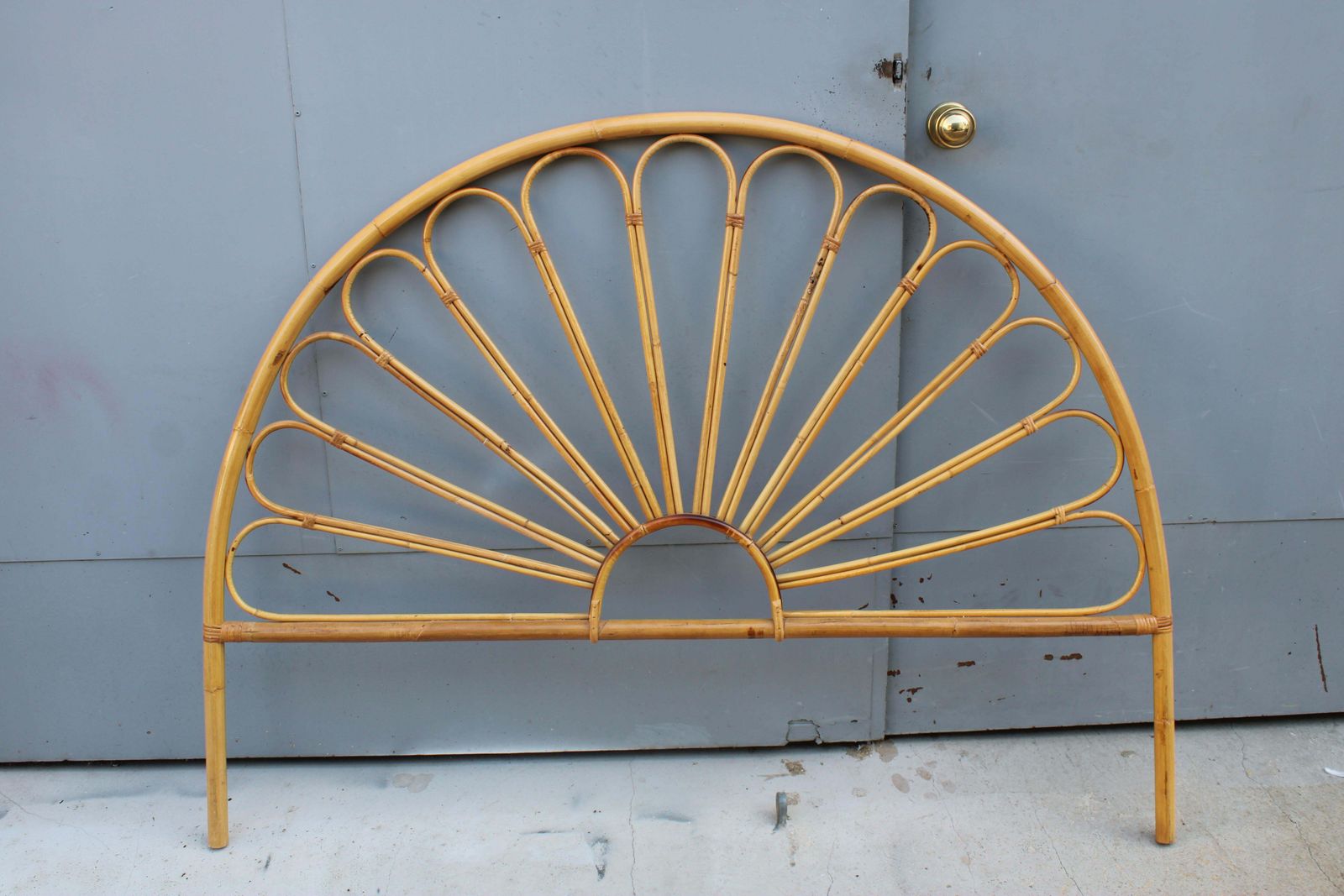 Curved Fan Bamboo Decorative Bed Italian Design 1950s Mid Century photo furniture