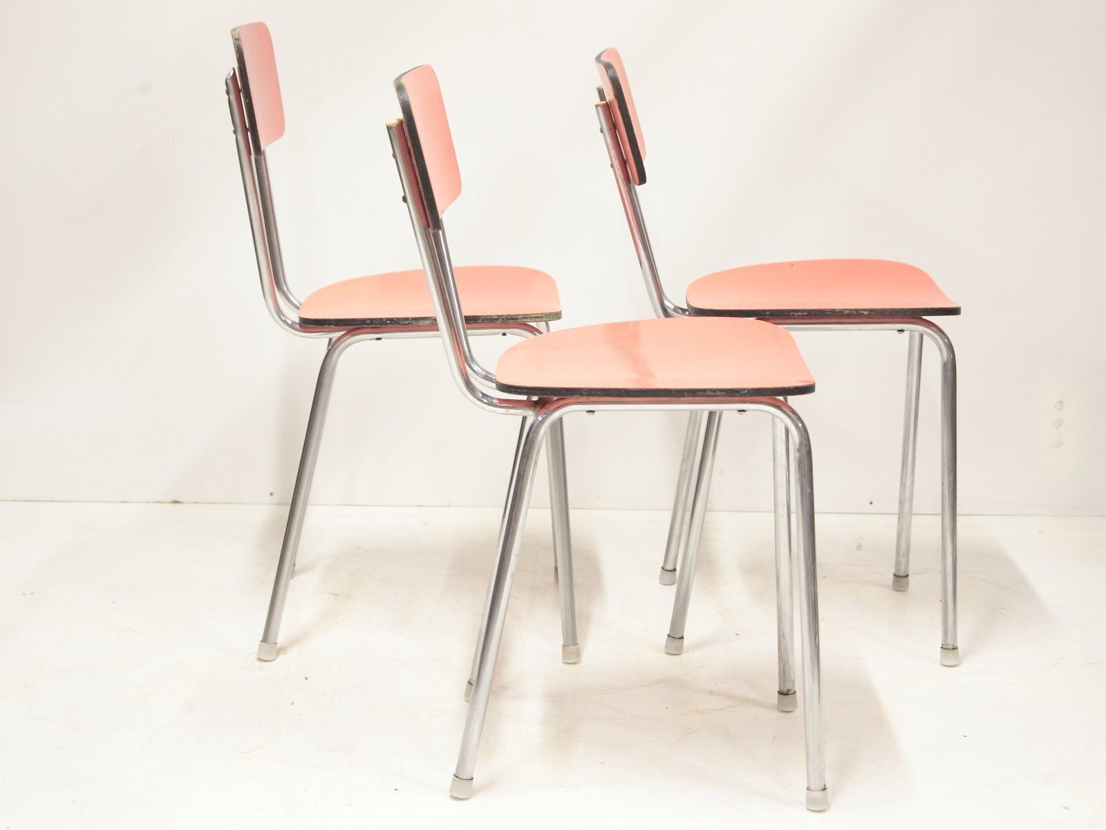 Mid Century Formica Bistro Chairs, Former Czechoslovakia, 1970s, Set Of 4 photo vintage